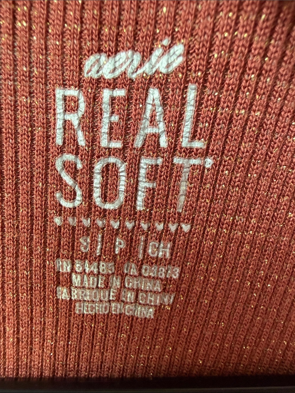 aerie Rust Ribbed Henley Tank - Picture 2 of 4